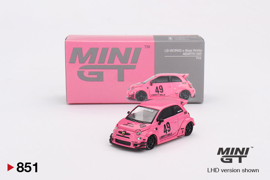 Mini GT 851 Fiat Abarth 595 LB Workx X Abas Works Pink