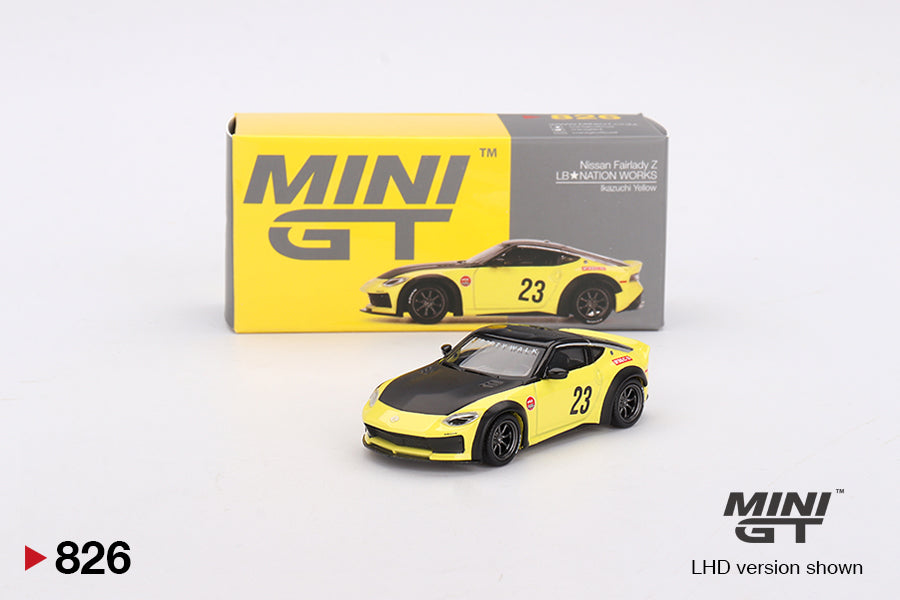 Mini GT 826 Nissan Z LB Nation Works Ikazuchi Yellow