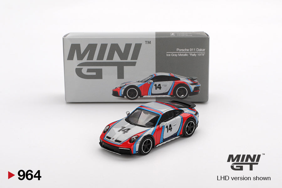 Mini GT 964 Porsche 911 Dakar Ice Grey Metallic Rally 1978