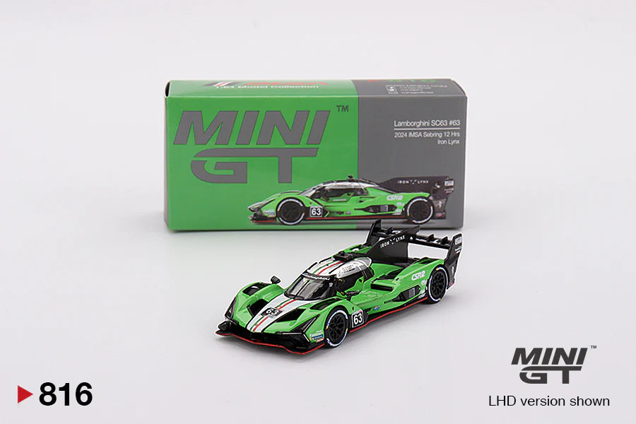 Mini GT 816 Lamborghini SC63 No.63 Iron Lynx 2024 Imsa Seb
