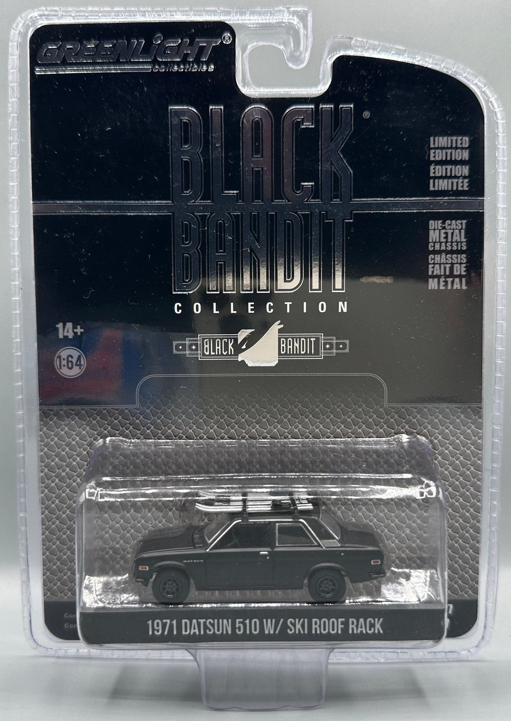 Greenlight Black Bandit Collection 1971 Datsun 510 W/ Ski Roof Rack