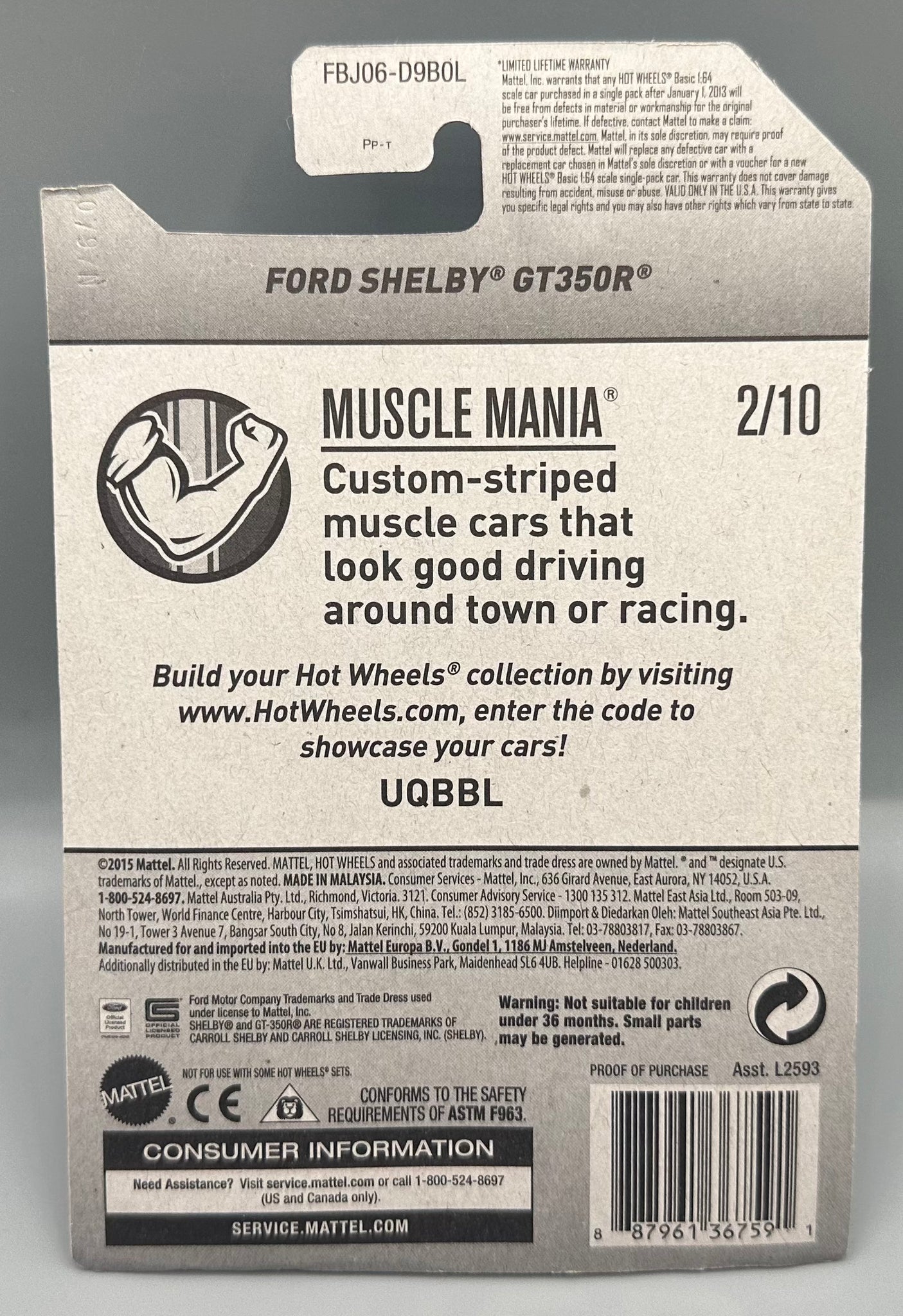 Hot Wheels Zamac Ford Shelby GT350R HW Models Ltd