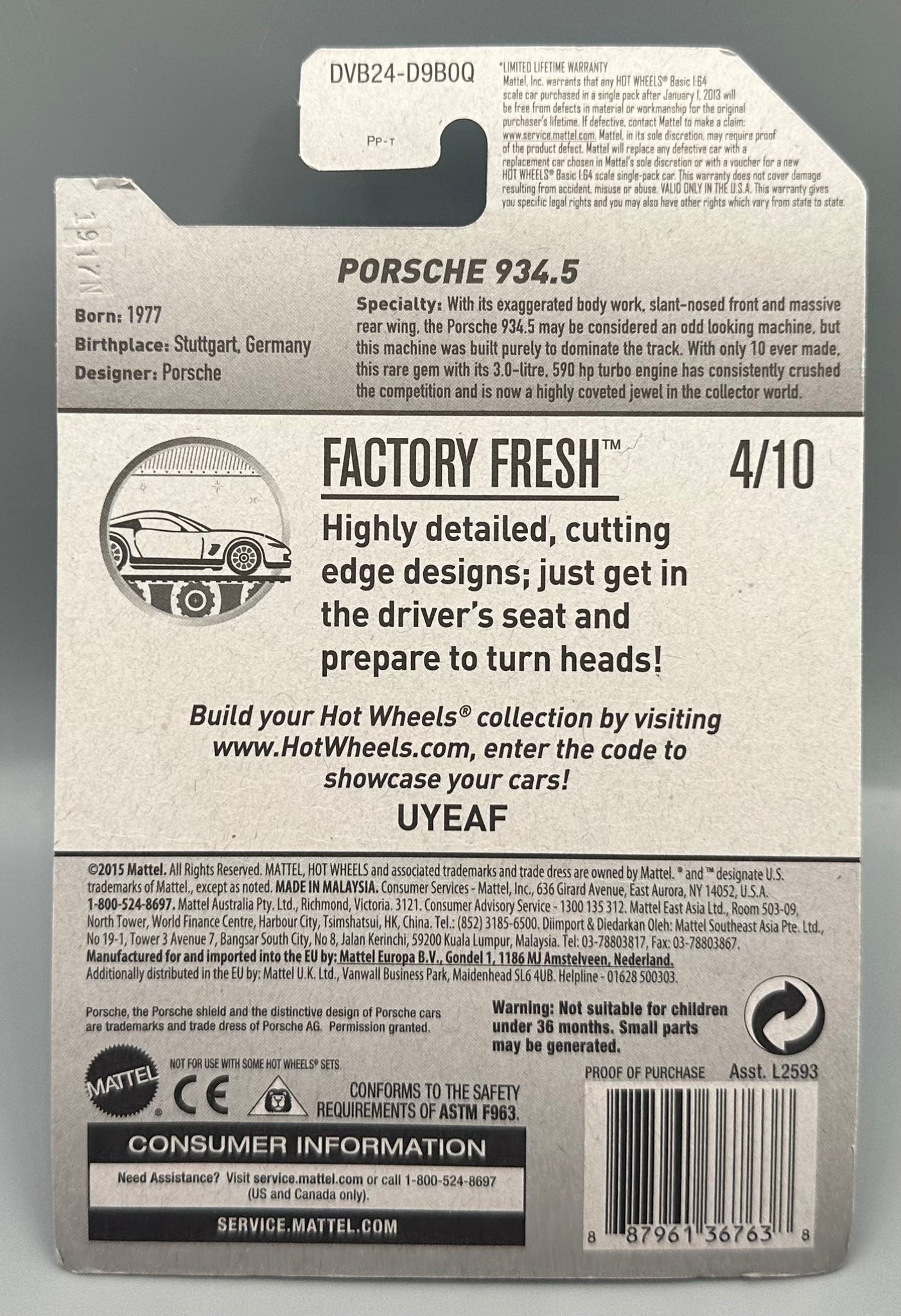 Hot Wheels Porsche 934.5 HW Models Ltd