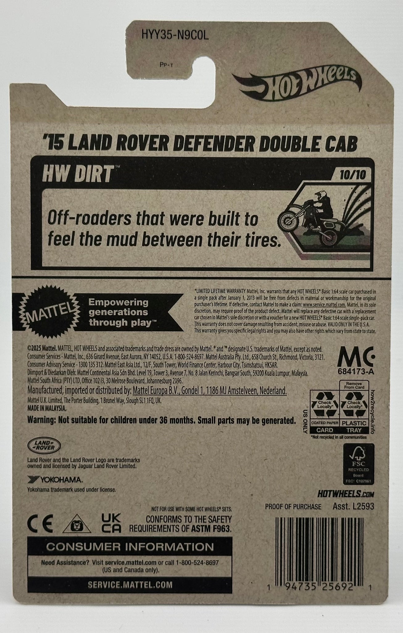Hot Wheels Kroger Store Exclusive '15 Land Rover Defender Double Cab F ...