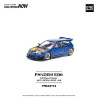 Pop Race Pandem Honda Civic EG6 Metallic Blue Open Hood