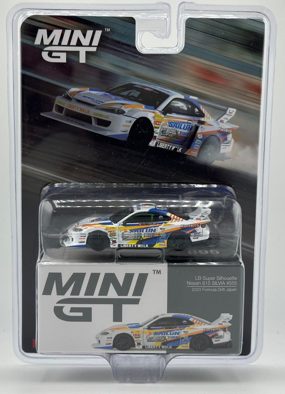 Mini GT 895 LB Super Silhouette Nissan S15 Silvia No.555 2023 Formula Drift Japan