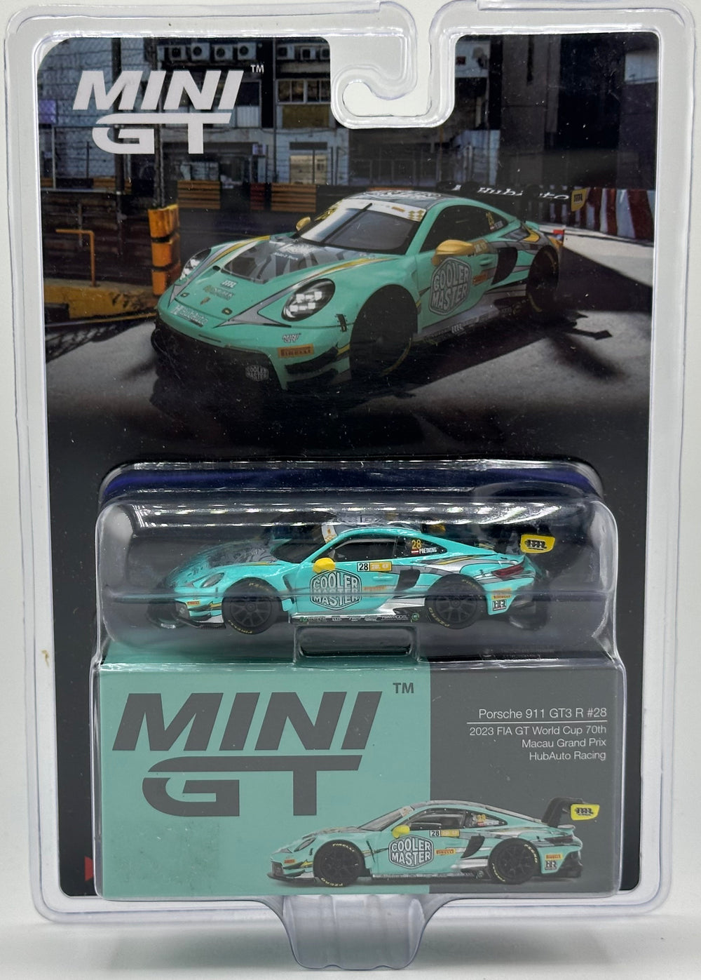 Mini GT 804 Porsche 911 GT3 R No.28 2023 FIA GT World Cup 70th Macau Grand Prix Hubauto Racing