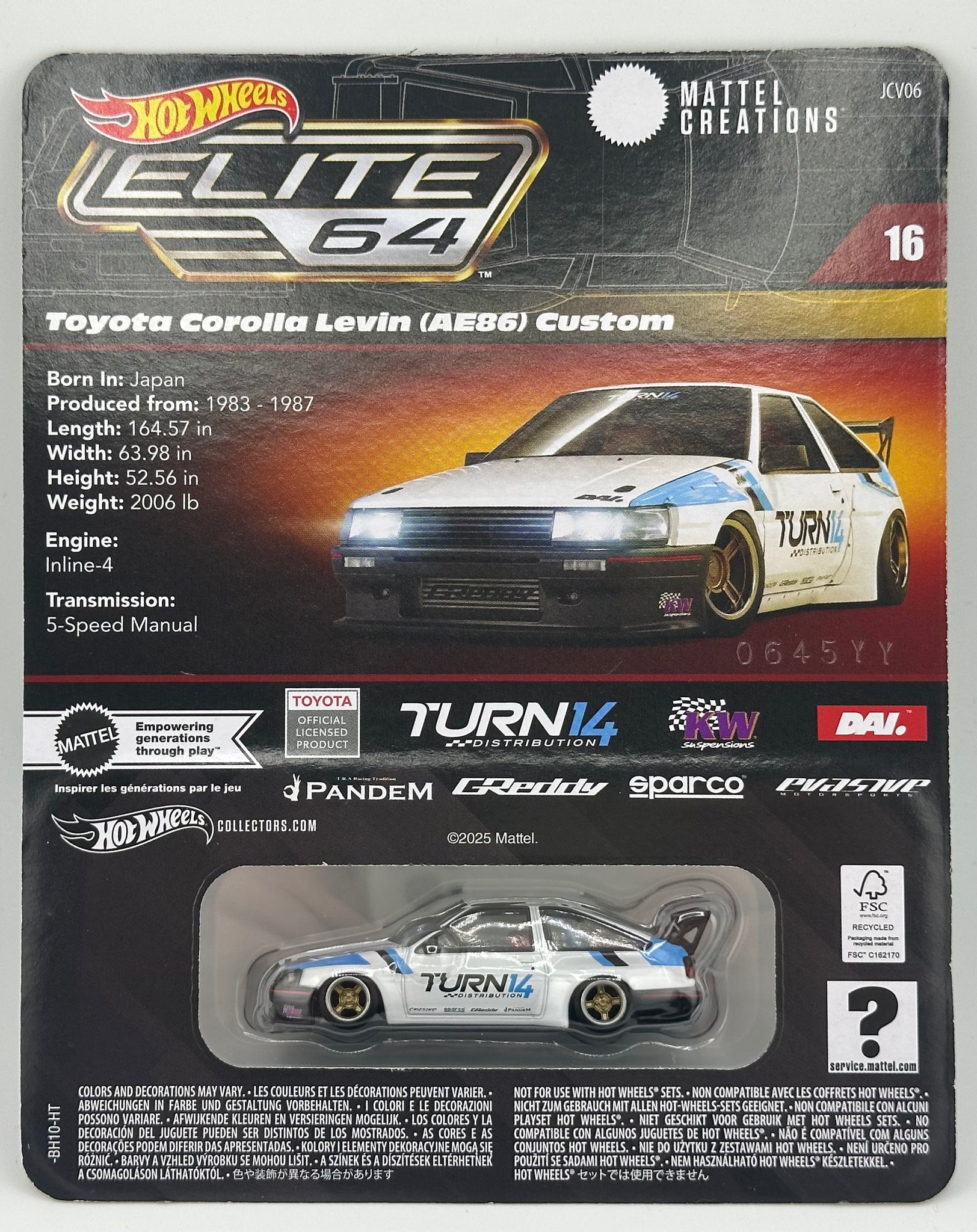 Hot Wheels Elite 64 Toyota Corolla Levin (AE86) Custom | HW Models Ltd