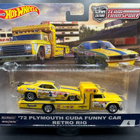 Hot Wheels Team Transport '72 Plymouth Cuda Funny Car & Retro Rig