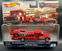 Hot Wheels Team Transport Plymouth Duster Funny Car & Retro Rig
