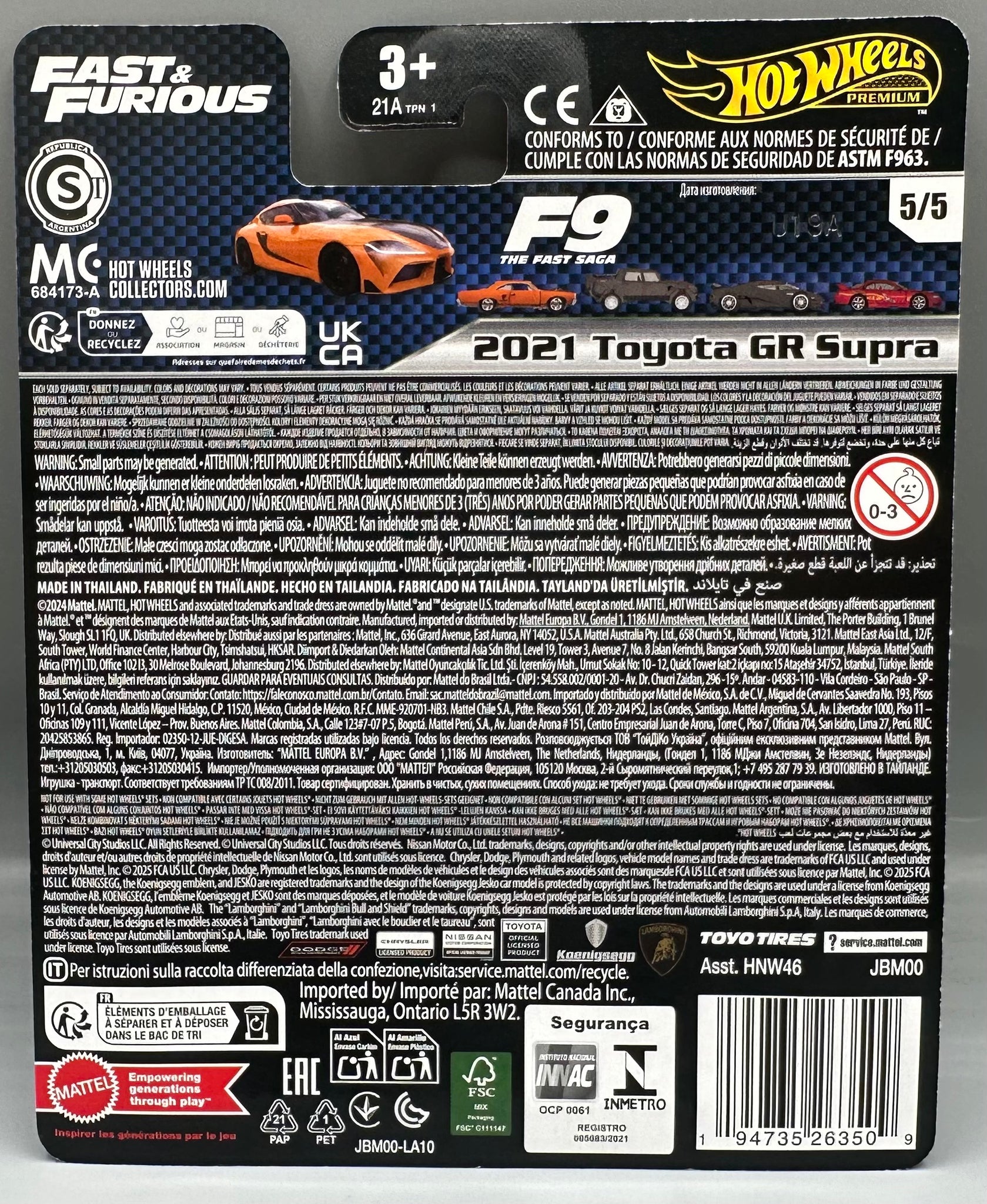HOT WHEELS PREMIUM Fast & Furious Toyota Supra - Confezione da 2 (HKF54 HOT WHEELS PREMIUM Fast & Furious Toyota Supra - Confezione da 2 (HKF54