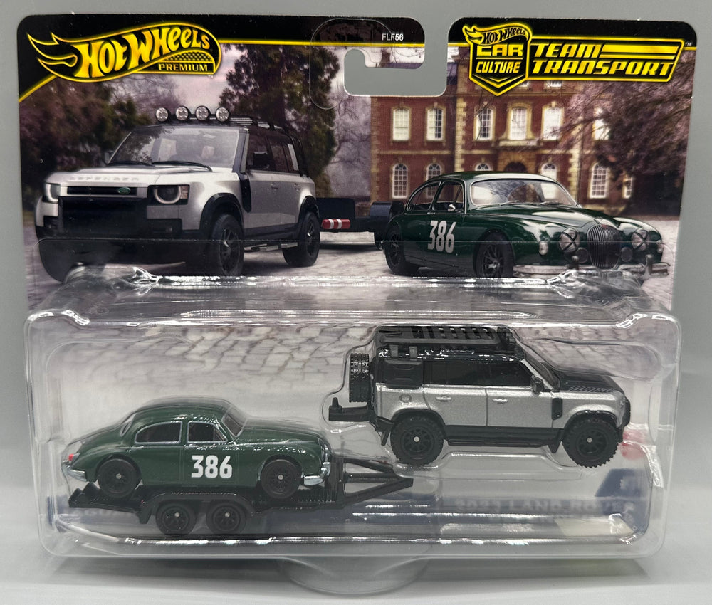 Hot Wheels Team Transport Jaguar MK1 & 2023 Land Rover Defender 110