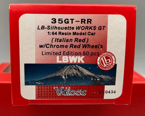 Veloce 1/64  Liberty Walk LB Silhouette Works Nissan 35GT-RR Resin Model (Italian Red, W/Chrome Red Wheels)