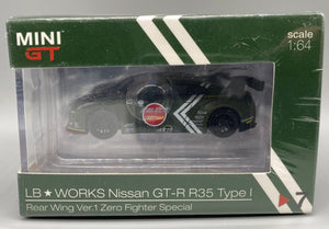 Mini GT 7 Liberty Walk LB Works Nissan GT-R R35 Type I Rear Wing Ver.1 Zero Fighter Special